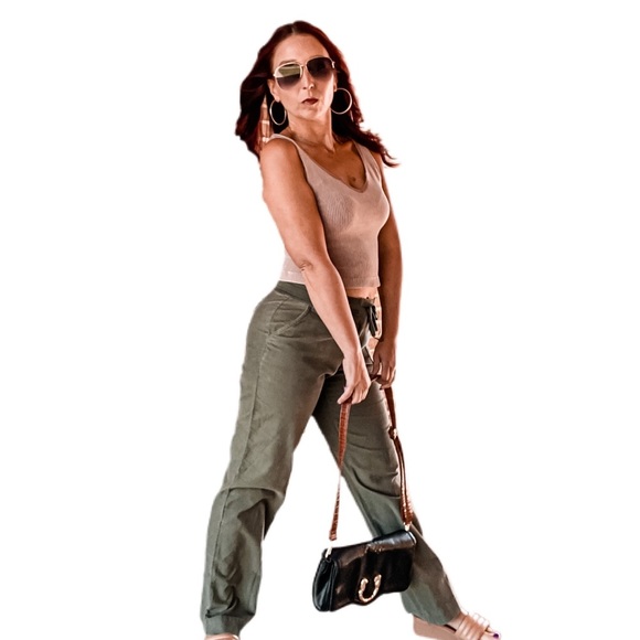 J Jill drawstring wide leg corduroy utility / cargo pants Y2K style - Picture 2 of 6